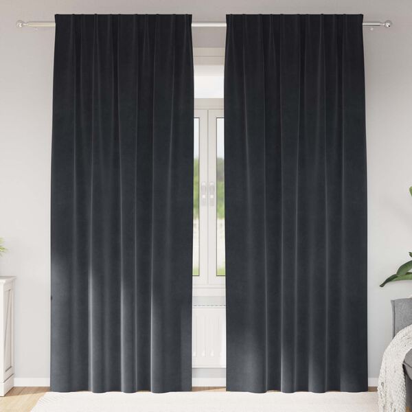 vidaXL Blackout Curtains 2 pcs Dark Grey 55.12 x 88.58 in Velvet