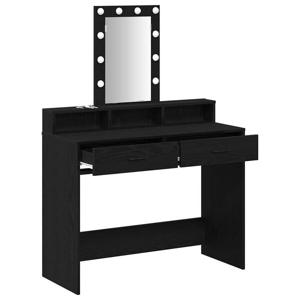 vidaXL Dressing Table Black 39.37 x 16.14 x 55.12 in Engineered Wood