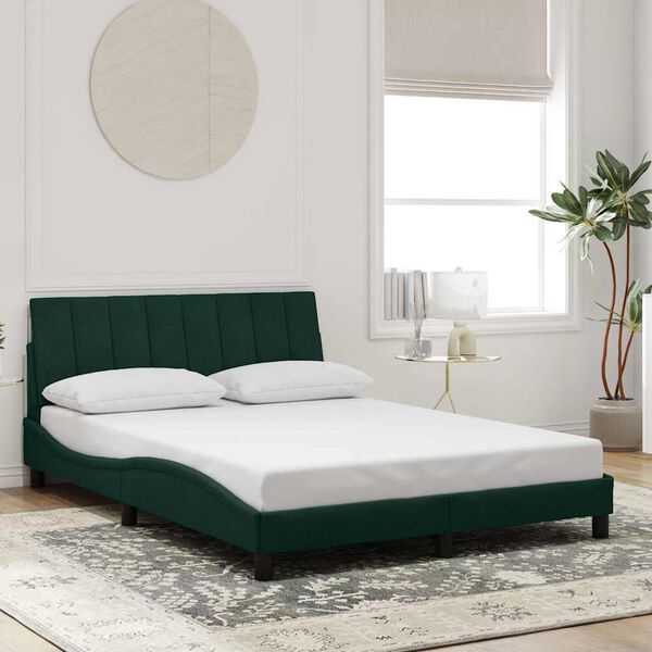 vidaXL Bed Frame Dark Green Velvet 55.1 x 74.8 in, Double Bed Frame