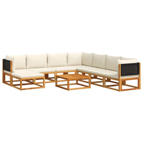 vidaXL Garden Sofa Set Black Solid Acacia Wood Large Modular