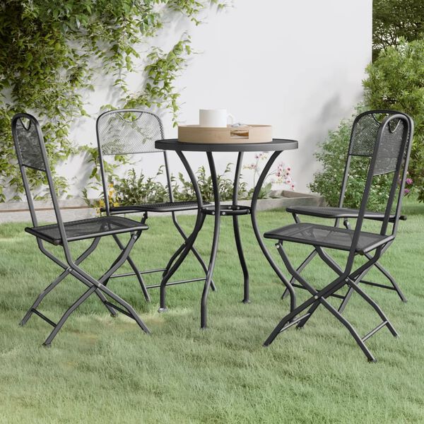 vidaXL Garden Dining Set Anthracite Expanded metal mesh with e-coating