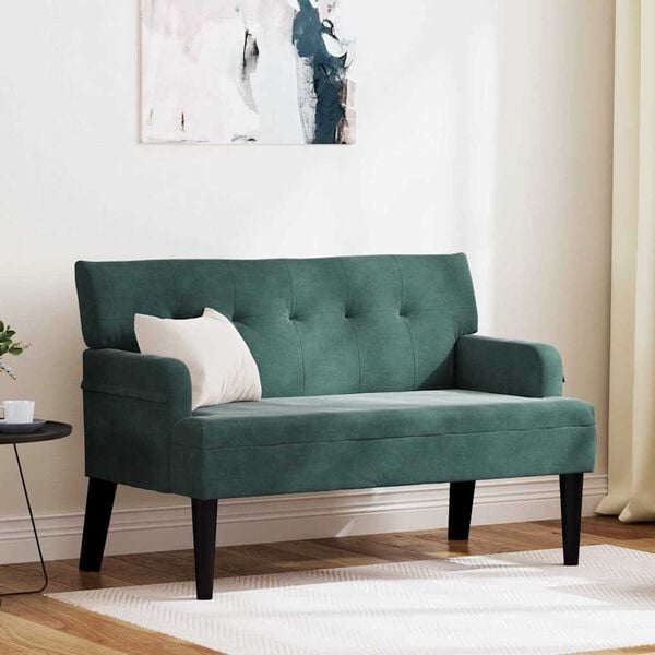 vidaXL Chesterfield Bench Dark Green 112 x 65.5 x 75 cm Velvet