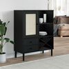 vidaXL Highboard Black Solid pinewood with UV varnish finish, Poly rattan