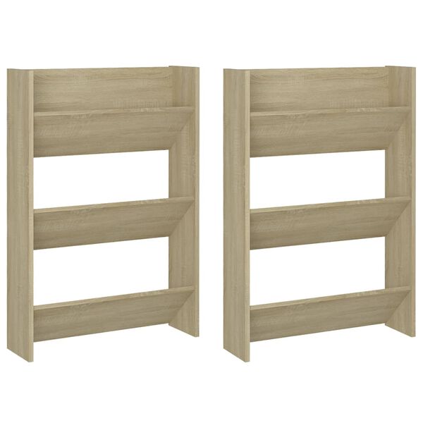 vidaXL Wall Shoe Cabinets 2 pcs Sonoma Oak 23.6"x7.1"x35.4" Engineered Wood
