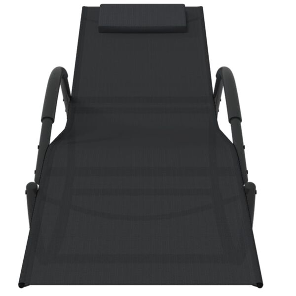 vidaXL Sun Lounger Set of 2 Black Powder-coated steel, Textilene, Foam
