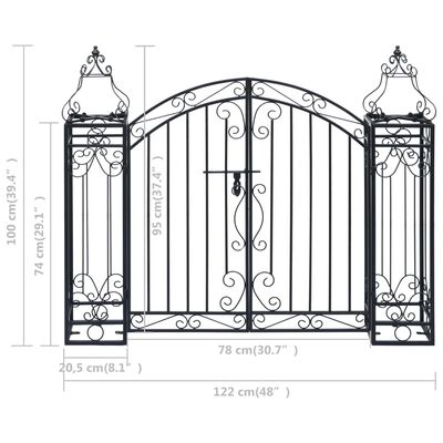 vidaXL Ornamental Garden Gate Wrought Iron 48"x8.1"x39.4"