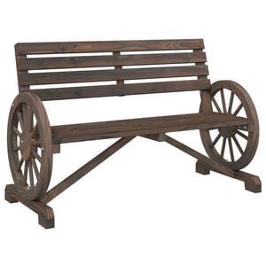 vidaXL Garden Bench Burnt wood look Solid fir wood 2-seater Durable
