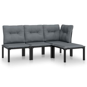 vidaXL Garden Lounge Set Black and Dark Grey