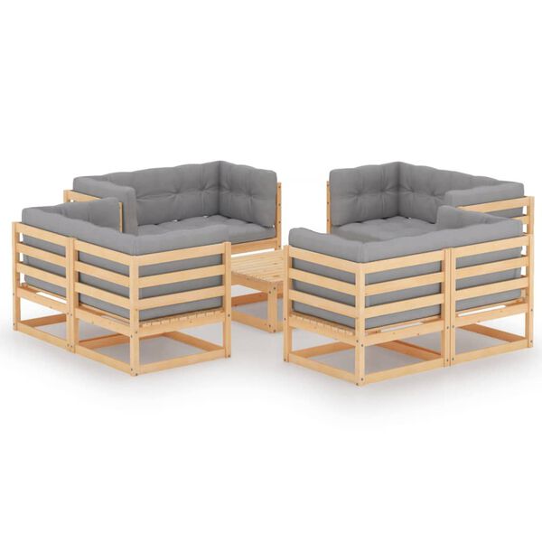 vidaXL Garden Lounge Set Gray Solid Pinewood Medium Modular