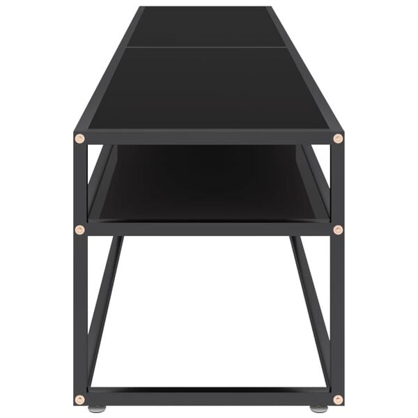 vidaXL TV Cabinet Black Tempered glass, powder-coated steel Large