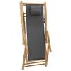 vidaXL Deck Chair Dark grey Bamboo, Canvas (100% polyester) Standard