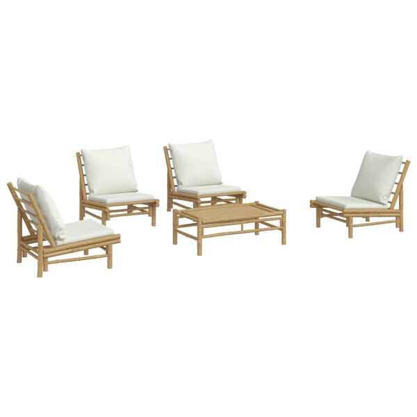 vidaXL Garden Lounge Set Bamboo Natural Bamboo Standard Modular