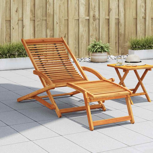 vidaXL Deck Chair Light brown Acacia wood Standard Foldable Deck Chair