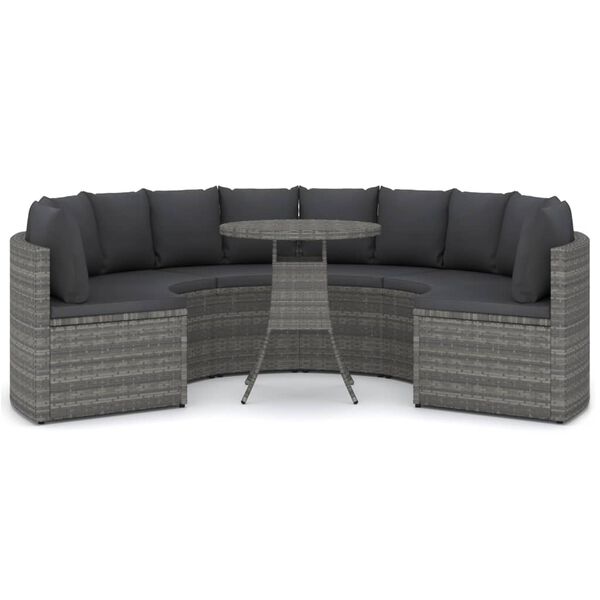vidaXL 7 Piece Patio Sofa Set with Cushions Poly Rattan Gray