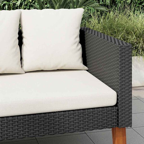 vidaXL Garden Sofa Black, Cream White