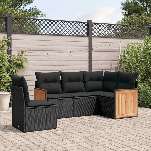 vidaXL Garden Sofa Set Black