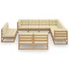 vidaXL Garden Lounge Set Honey brown Solid pinewood, 100% polyester fabric