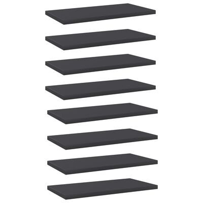 vidaXL Bookshelf Boards 8 pcs Gray 15.7"x7.9"x0.6" Engineered Wood