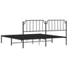 vidaXL Bed Frame Black Powder-Coated Steel Double Bed Frame