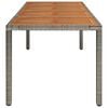 vidaXL Garden Table With Wooden Top Grey PE rattan Large Durable