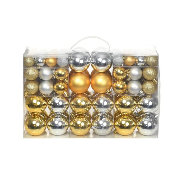 vidaXL Christmas Ball Set of 100 Silver, Gold Plastic
