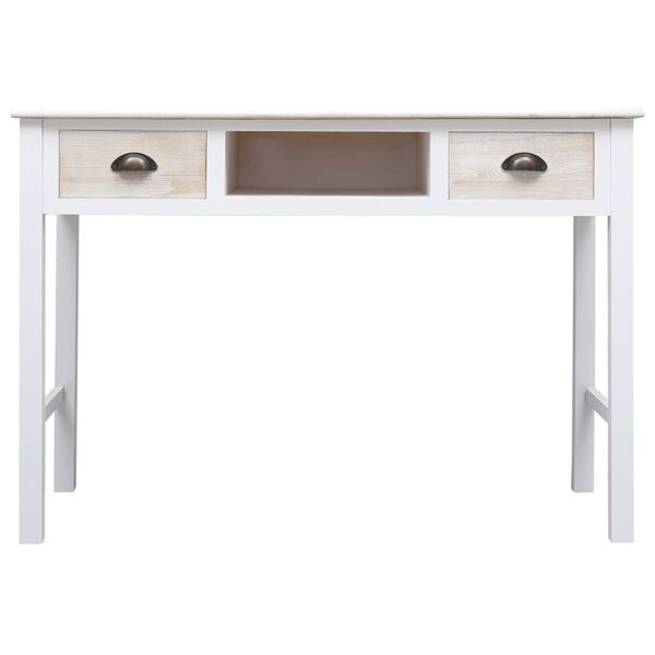 vidaXL Console Table Natural Color and White Poplar Wood and Paulownia Wood