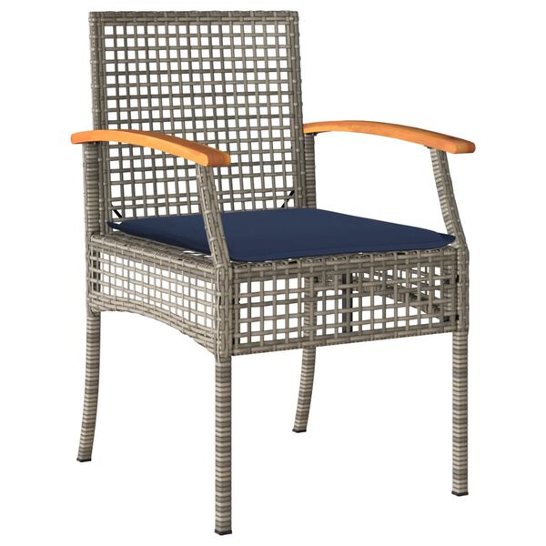 vidaXL Patio Dining Set Set of 4 Gray, Black, Navy Blue