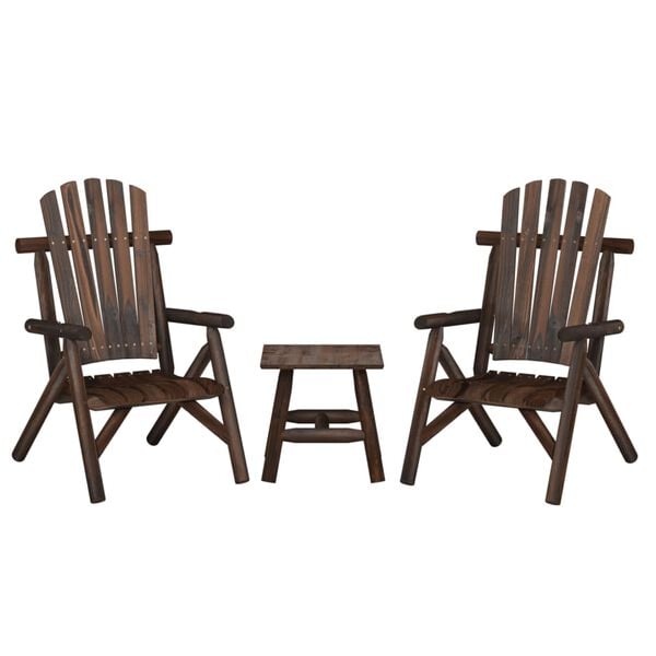 vidaXL Garden Lounge Set Burned Solid Spruce Wood Large Durable