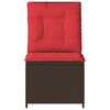 vidaXL Garden Sofa with Cushion Brown and Red Poly Rattan