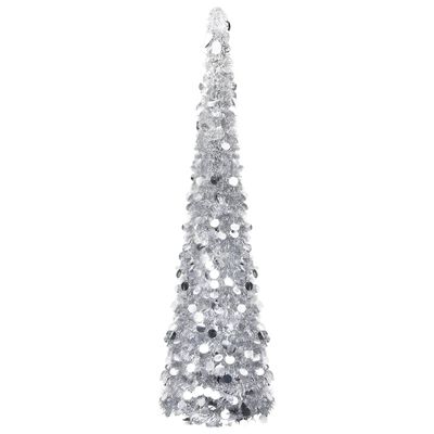 vidaXL Pop-up Artificial Christmas Tree Silver 5 ft PET