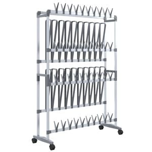 vidaXL Shoe Rack Silver Aluminum, PS, PE Medium Rollable Shoe Rack