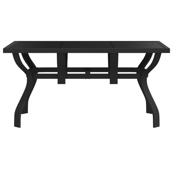 vidaXL Garden Table Black Powder-coated steel, tempered glass