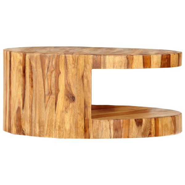 vidaXL Coffee Table Natural Solid Acacia Wood 25.6 in dia Coffee Table