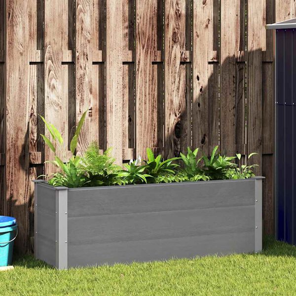 vidaXL Garden Raised Bed Grey Wood-plastic composite Large Durable