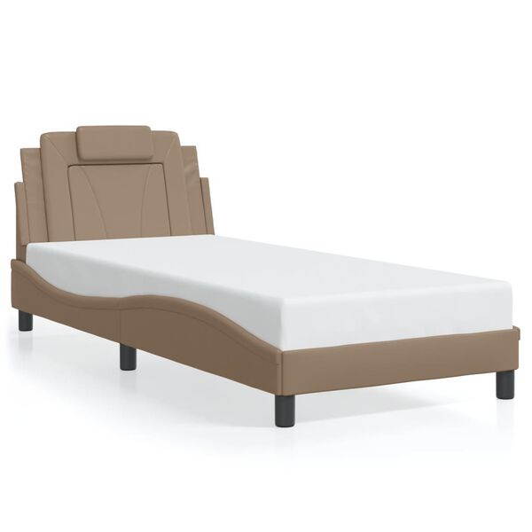 vidaXL Bed Frame "Viana" without Mattress Cappuccino 35.4"x74.8" Faux Leather