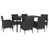 vidaXL 7 Piece Patio Dining Set with Cushions Black Poly Rattan