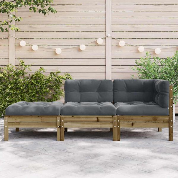 vidaXL Garden Sofa Anthracite Solid Pine Wood 2-Seater Garden Sofa