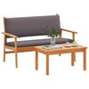 vidaXL Garden Sofa Set with Cushion 2 pcs Brown Solid Acacia wood