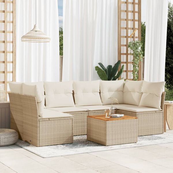 vidaXL Garden Sofa Set Beige, Cream White
