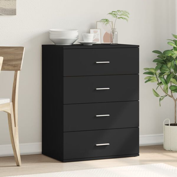 vidaXL Sideboard Black Engineered wood Medium Sideboard Rectangular