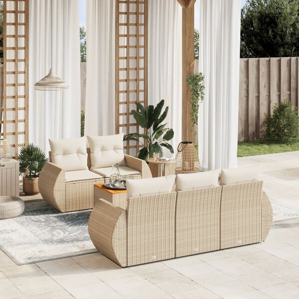 vidaXL Garden Sofa Set Beige Poly Rattan Modular UV-resistant materials