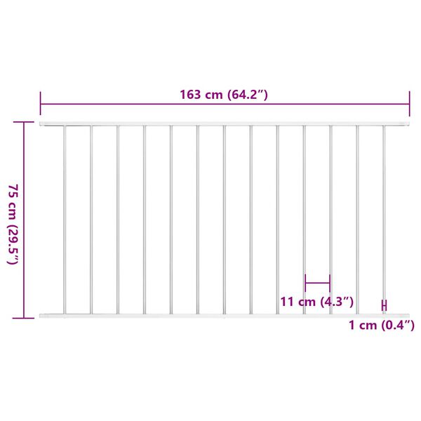 vidaXL Fence Panel Powder-coated Steel 5.4 ft x 2.5 ft White