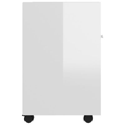 vidaXL Side Cabinet with Wheels High Gloss White 13"x15"x23.6" Engineered Wood