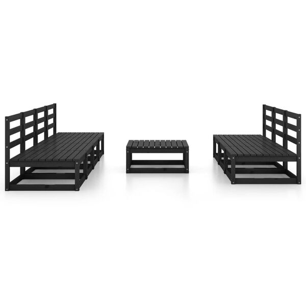 vidaXL Garden Lounge Set Black Solid pinewood Large Modular
