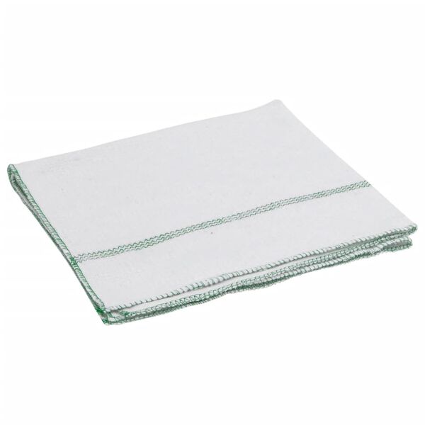 vidaXL Cleaning Cloths 10 pcs White with Green Stripes 19.7x23.6"