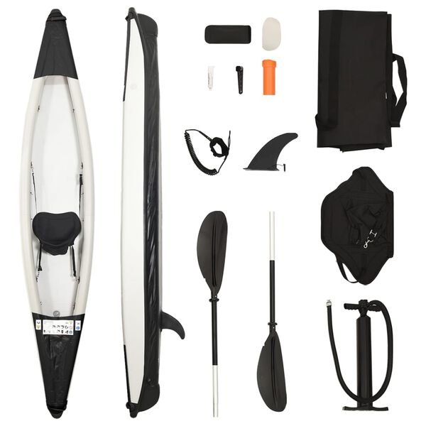 vidaXL Inflatable Kayak Black 147.6x28.3x12.2" Polyester