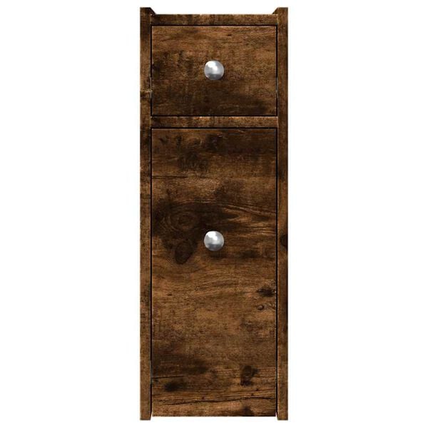 vidaXL Narrow Bathroom Cupboard Smoked oak Engineered wood Slim