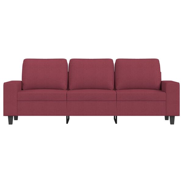 vidaXL 3-Seater Sofa with Footstool Wine Red 70.9" Fabric