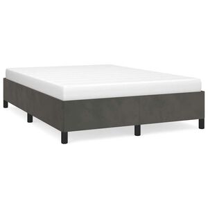vidaXL Bed Frame Dark Grey Velvet, Plywood, Engineered wood Full Storage