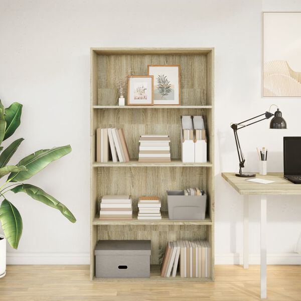 vidaXL Bookcase Sonoma oak Engineered wood 31.5x11.8x59.8 in Bookcase